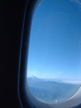 View of volcanos from plane window