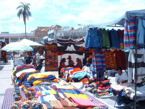 Busy Saturday market in Otavalo